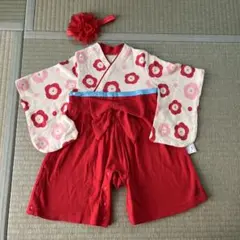 ベビーロンパース　70cm 袴風　お食い初め　初節句　1歳誕生日