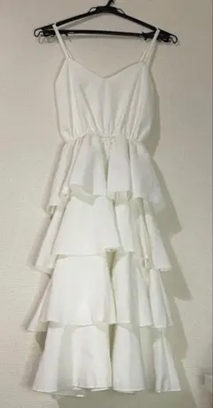 ティアードキャミワンピース　白