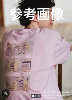 【ニコアンド】トムとジェリー オーバーサイズ Tシャツ ピンク M 綿
