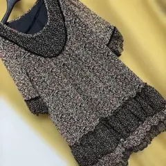 MIX小花柄 シフォンワンピース ティアード フリル袖 美品　平成グランジのサムネイル