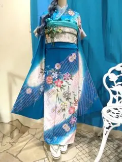 正絹振袖、成人式、重ね衿、帯揚げ帯締め、西陣袋帯、長襦袢、、ファー帯揚げ帯締め