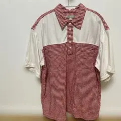 90s レトロ古着 ARNIE ROGAN ギンガムチェック 切り替えシャツ F