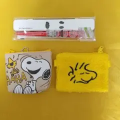 格安販売！！新品スヌーピー ポーチ２点と箸セット