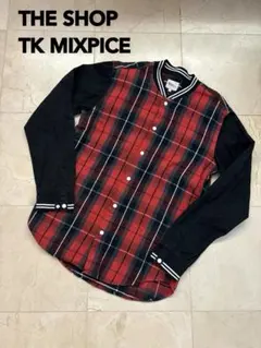 ◆THE SHOP TK MIXPICE◆ネルチェック柄長袖シャツ スタジャン風