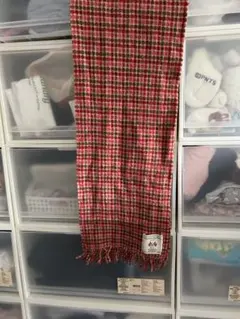 ウールマフラー 赤と茶色のチェック柄