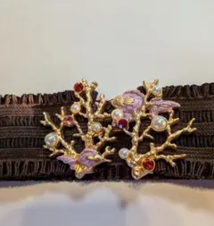 axes femme サンゴ&フィッシュ ゴムベルト　ブラウン マリン風