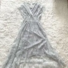 2055SS FRAY I.D ラインフラワープリントカシュワンピース BLU