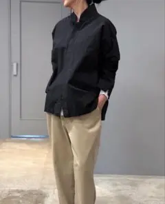 chimala スタンドカラー 長袖シャツ ブラックのサムネイル
