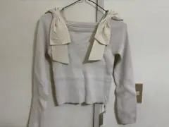 リボン付き オフショルダー ニット