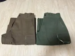 Soerte/Wide straight military pants 2本