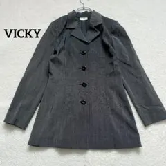 【ビッキー 】テーラードジャケット グレー M相当 きれいめ　タイト　日本製
