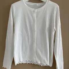 COLZA M ホワイト リブ編み カーディガン