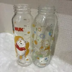 プーさんデザイン ガラス製哺乳瓶本体のみ 2本セット おまけ付き