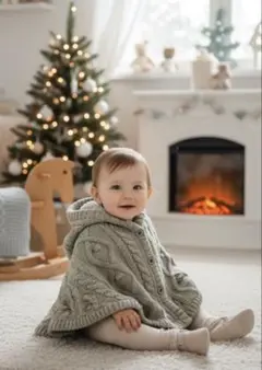 【新品タグ付き】ポンチョ　70-80 もこもこ