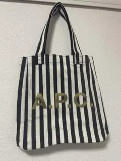 【新品未使用】A.P.C. ロゴ ストライプ トートバッグ ブラック ホワイト