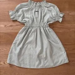 緑と白のチェック柄 半袖ワンピース