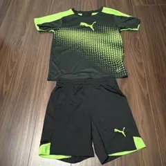 Puma サッカーウェア 黒/緑　子供　上下セット