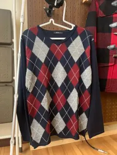 COMME CA ISM アーガイル柄 Vネックニット セーターのサムネイル