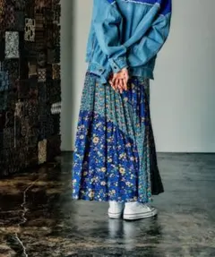 ニコアンド[MODENORMCORE]エスカルゴマキシフラワースカート2 L