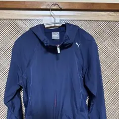 【美品】PUMA ウィンドブレーカー フード付き レディース 薄手 ネイビー L