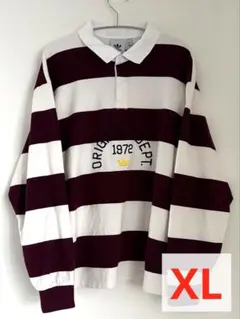 アディダスオリジナルス ポロシャツ XL カラー ストライプ柄 レッド/ホワイト