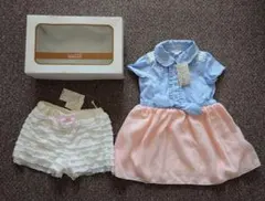 新品 anyFAM ワンピースとショートパンツ　半袖 子供服 ベビー90 女の子のサムネイル