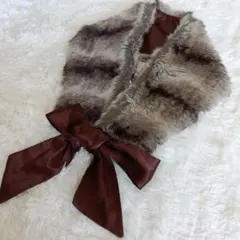 付け襟　リボン　ファー　ティペット　ショール　マフラー　クリスマス　デート