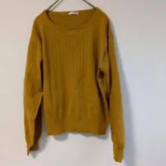シネマクラブ　長袖リブニット　無地　イエロー　レディース
