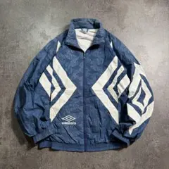 希少UMBROアンブロ90s総柄モノグラムナイロンジャケット刺繍ロゴ古着