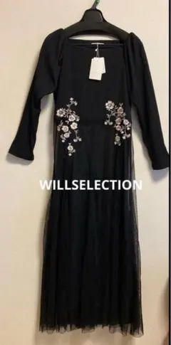 新品【WILLSELECTION】刺繍が可愛いチュール付きワンピース♡ブラック