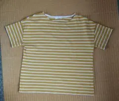マスタードボーダー 半袖Tシャツ Mサイズ