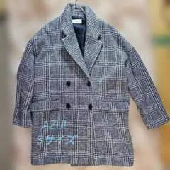 アズール ハーフコート S 厚手 チェック柄 ポリエステル ポケット付き