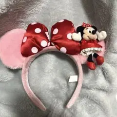 ミニー　カチューシャ　ぬいぐるみ ピンク　リボン　ドット　ラメ