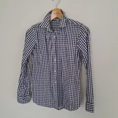 Mサイズ 黒と白のギンガムチェック長袖シャツ