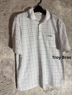 ☘️Troy Bros 綿混 半袖ポロシャツ チェック柄 ゴルフウェア 格子柄のサムネイル
