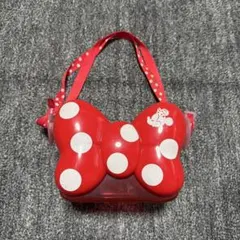 ディズニー ミニー ポップコーンバケット リボン型 ストラップ付き　ドット赤