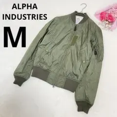 アルファインダストリーズ メンズ ナイロン 迷彩柄裏地 ジャンパー グリーン M