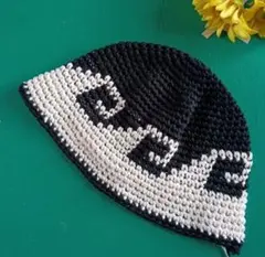 2 コットン　波柄　クラッシャーハット　クロシェハット　バケットハット　3