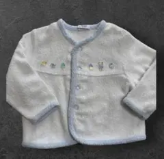 ファミリア　Babygro フリースカーディガン ホワイト/ブルー　60-75