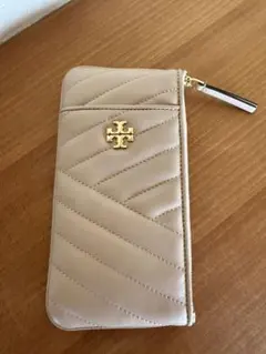 未使用TORY BURCHキルティングレザー二つ折り財布 パステルライム 