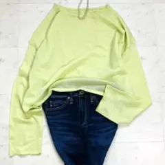 ミスティック mystic 長袖 トップス シアー シースルー黄緑 F