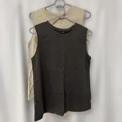 UNIQLO ノースリーブトップス ダークグレー ベージュ 2枚セット
