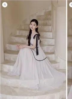 タグ付 ポローラ　poláura ショルダーリボンシフォンワンピース