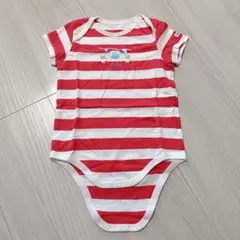 ミキハウス 赤と白ストライプロンパース 70cm