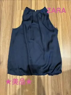 ★美品★ZARA ネイビー ホルダーネック　ノースリーブ M
