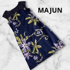 美品 MAJUN 花柄ワンピース レディース M 紺のサムネイル