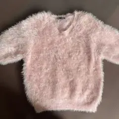 INGNI フェザーニット パール付き 半袖 ピンク