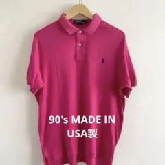 美品90年代 VintageヴィンテージラルフローレンUSA製ポロシャツピンク