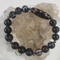 天然石 天眼瑪瑙と天珠の ビーズブレスレット