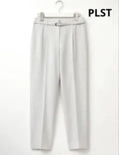 未使用　PLST ポリエステルオックステーパードパンツ　L